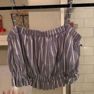 Urban Outfitters blue and white stripped crop top
